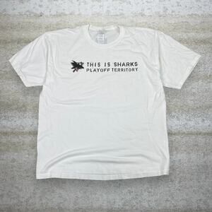 Vintage Y2K San Jose Sharks Shirt Mens XL White Short Sleeve Cotton Playoff